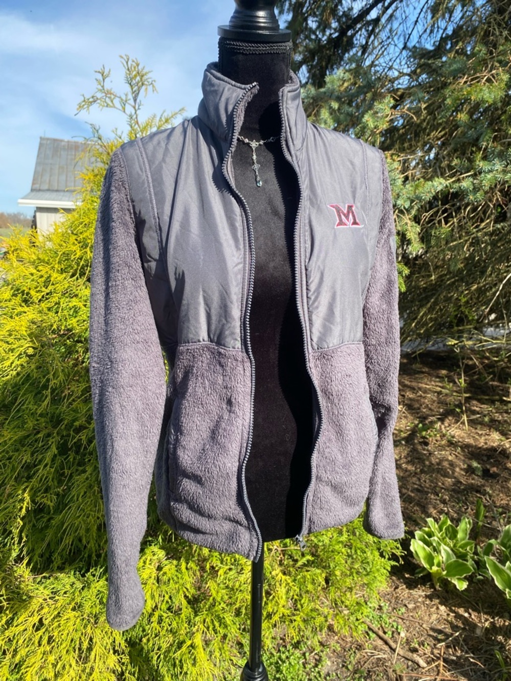Miami University Champion Full Zip Fleece Jacket Size Small pocket sleeve